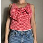 Eva Franco Red White Gingham Sleeveless Plaid Bow Top Sz M Size M Photo 4