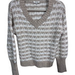 Kensie V-Neck Textured Knit Pullover Sweater Neutral Beige Cream Fall Women's S Photo 0