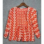 Vanessa Virginia Anthropologie Women's Top Size 0 Orange White Blouse Geo Print Photo 3