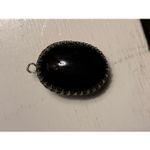 Vintage AB Rhinestone Jet Glass Domed Pendant 1950s Czech/West Germany Style Black Photo 7