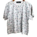 Stefano Basics Floral Knit Top Button Front Short Sleeve Cottagecore 22 Photo 0