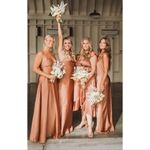 Show Me Your Mumu Samantha Ruffle Wrap Dress In Copper Luxe Satin Photo 2