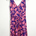Boden Effie Dress Strawberry Daiquiri Wild Flora Blue Pink Floral Print 4R Size 4 Photo 3
