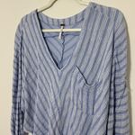 Free People Morning Striped Dolman Top Size Small Blue Minimal Beach Blue Fall Photo 2