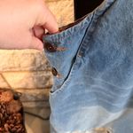 Yesno  Embroidered Denim Capri Length Overalls with Plaid Straps XL Photo 4