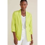 Soft Surroundings Womens Blazer Size ~1X Chartreuse Bright Green Linen Blend Photo 1