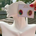 Noir flow colorful studs gold tone earrings Green Photo 1