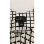 Worthington  Womens Medium Sleeveless Blouse White Green‎ Black Checkered Photo 2