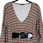 Cha Cha Vente 90s Y2K Top Faux Belt 3/4 Sleeve WhimsyGoth Boho Size Large Red Photo 2