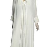 Flora Nikrooz  Vintage Women’s Size M White Chiffon Embroidered Long Gown Robe Photo 0