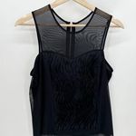 Cache  Top Women MEDIUM Black Sheer Upper Exposed Back Zip Sleeveless Tank Blouse Photo 0