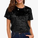 Urban Coco  NWT Black Crushed Velvet Women's Top Photo 0