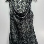 Studio JPR Black & Silver Lace Look Draped Neck Sleeveless Top Size Small Photo 9