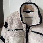 Free People NWOT Far Out Fleece Jacket in Ivory Sherpa White / Black Photo 6