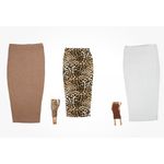 Naked Wardrobe Midi Length Women's Bodycon Skirt Size Large Soft Light Brown! Photo 5