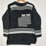 Vtg Unbranded Rare Design Patchwork Sweater Women S Gray Tunic Grandma Chunky Photo 4