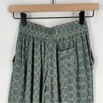Anthropologie Muted Teal Geometric Patterned Crinkle Rayon Wide Leg Pull On Pant Photo 8