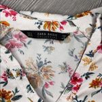 ZARA basic white floral v neck button up crop long sleeve shirt medium Photo 2