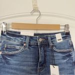 Judy Blue  High Waist Fading Whiskering  Small Denim Raw Edge Medium Wash Skirt Photo 2