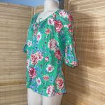 The Pioneer Woman green floral 3/4 sleeve blouse top shirt woman’s small EUC Photo 1