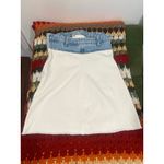 ZARA Strapless Denim Mini Dress Small Blue White Raw Hem Photo 5