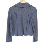 WORTH Jersey Moto Jacket Striped Blue White Asymmetrical Zip Collar Pocket 6 EUC Size L Photo 1