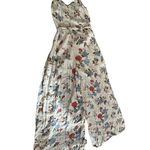 American Eagle Belted Jumpsuit Size O Floral Print Wide Leg Split Hem Lined Photo 2