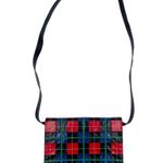 Andrea Pfister Vintage 1980s Multicolor Plaid Splat Leather Clutch Purse Bag Photo 1