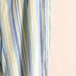 Norm Thompson Linen Blend Wide Leg Striped Cropped Pants Size 14 Beachy Green Photo 7