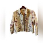 Travelsmith women’s petite MED flowered‎ denim jacket Purple Photo 4