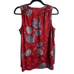 Knox Rose Size Medium Floral Tank Top Blouse Red Blue Boho Tassel Tie Textured Photo 5