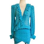 New NWT Retrofête Lennon Crystal Mini Dress XS Blue Atoll Silk Chiffon $795 Photo 7
