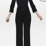 Bebe vintage 90s black sexy zip v neck long sleeve jumpsuit Photo 2