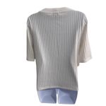 Evereve  White Ribbed Square Neckline Half Sleeve Modern Top‎ Size Large Photo 2
