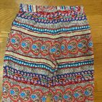 Batik Boho Chic Coastal Resortwear Vacation Tie Waist Pleated Pockets Pants L Red Size L Photo 3