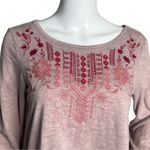 Knox Rose Shirt Womens Small Pink Embroidered Asymmetrical Hem Boho Bohemian Photo 3