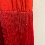 Anthropologie NWT Red Fringe Halter Midi Dress Size 10 Photo 9