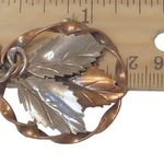 STERLING + COPPER 3 Leaves Wreath Pin Brooch Photo 3