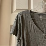 Hue  Grey V Neck Short Sleeve Basic Tee Large Photo 3