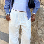 Old Navy  Linen Wide Leg White Pants XL Cozy Preppy Beach Layering Clean Girl Photo 0