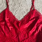 Victoria's Secret NWOT Victoria’s Secret satin red spaghetti strap lace trim cut out teddy romper  Photo 5