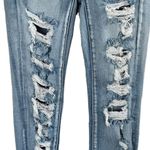 American Eagle  SZ 2 SHORT Jegging Jeans Hi-Rise Distressed Stretch Frayed Hems Photo 2