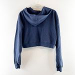 SKIMS Heavy Waffle Knit Cropped Full Zip Hoodie Jacket Navy Blue Medium Photo 2