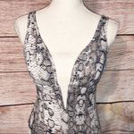 Bar III  Grey Snakeskin Plunge One Piece Swimsuit Size XS Photo 1