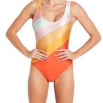 Gold Sheep Pastel Retro Sport Slim Fit One-Piece Swimsuit $80 NWOT L Photo 0