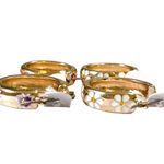 ASOS  Gold White Purple Floral Stamped Minimalist Clasp Hoop Earrings Photo 2