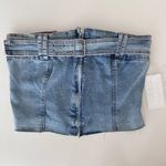 Denim Strapless Tube Top Womens Large Bustier Corset Belted Zip Blue Photo 4