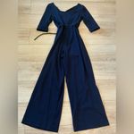 Black Halo  Classic 3/4 Sleeve Jackie O Jumpsuit Eclipse Navy Belted Size 2 Photo 8