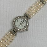 Ocean Dream Pearl Watch women silver tone rhinestones 23mm round 7” running Photo 1