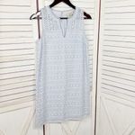 Loft Eyelet Split Neck Sleeveless Shift Tunic Mini Dress Powder Blue Size 2 Photo 9